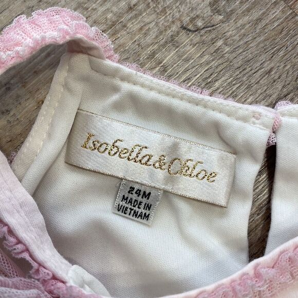 Isabella Chloe Dress Sleeveless White w/ Pink Layered Tule attached Skirt 24 M - Picture 7 of 16